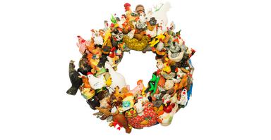 100 chickens, wreath by magpie